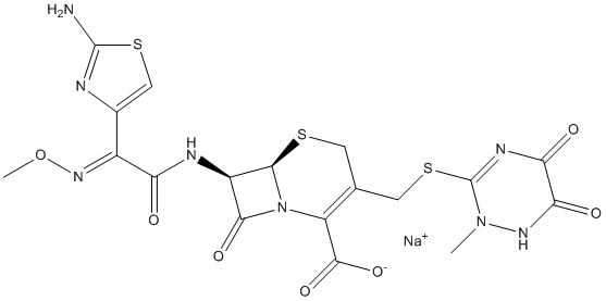 Ceftriaxone sodium salt Structure